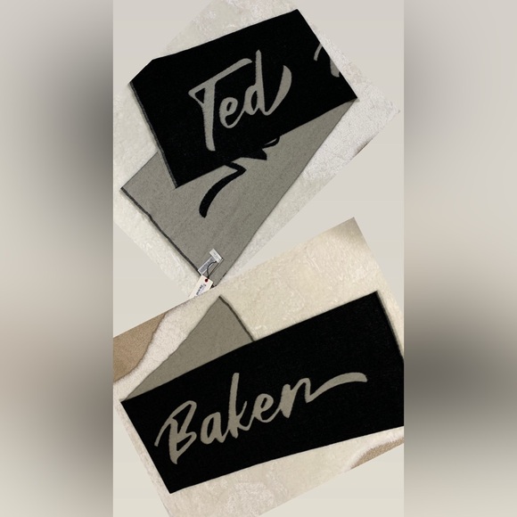 Ted Baker Wool Branded Black and Grey Reversible Fuzzy Scarf - Picture 1 of 17